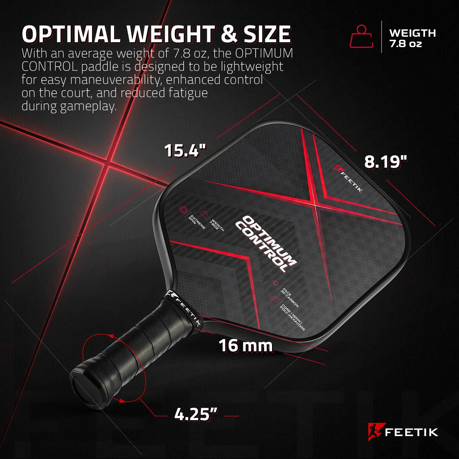 Feetik Pickleball Paddle Optimum Control 03